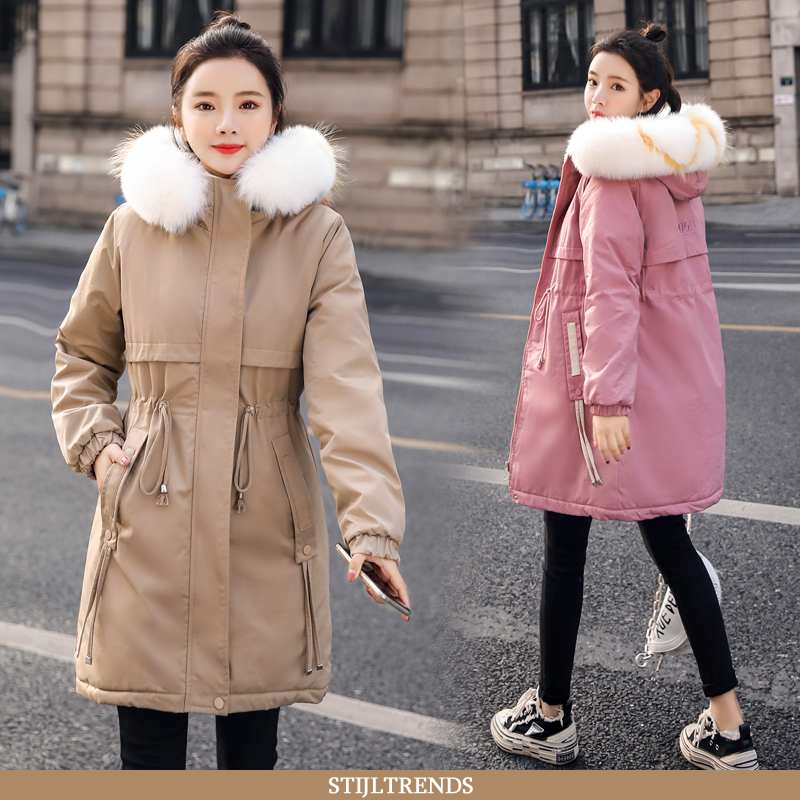 Winterjas Dames Jas Suede Dikke Khaki