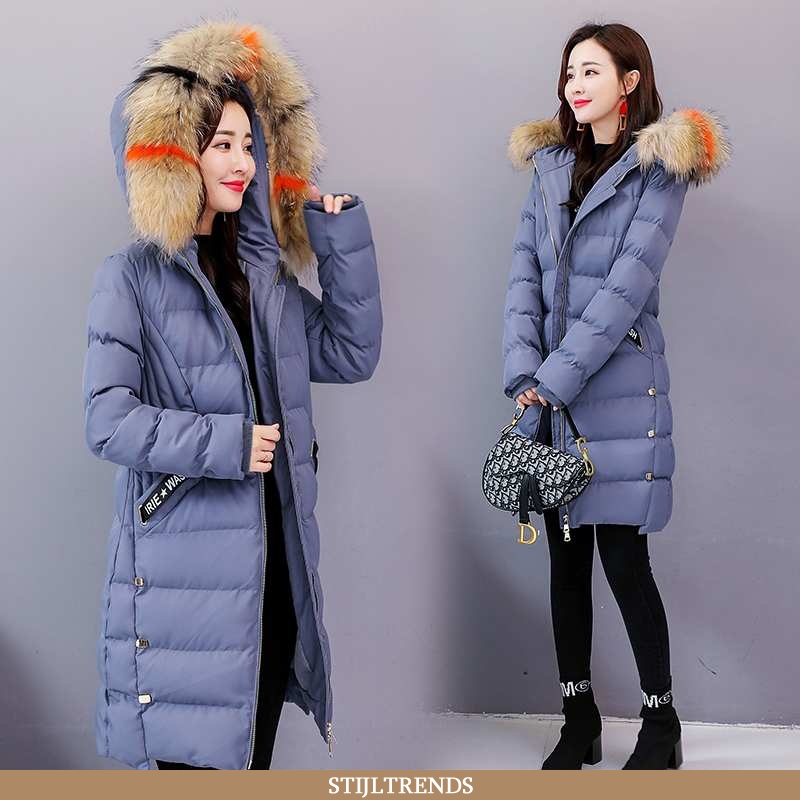 Winterjas Dames Katoenen Jas Comfort Blauw