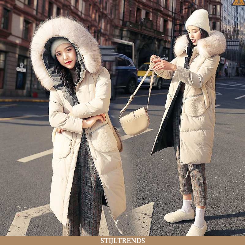 Winterjas Dames Katoenen Jas Comfort Effen Kleur