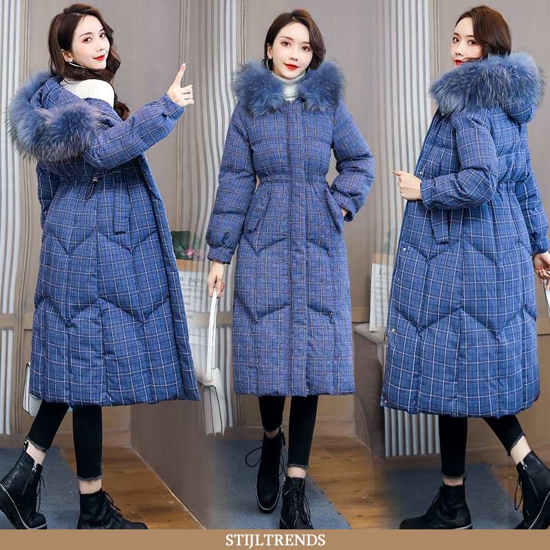 Winterjas Dames Katoenen Jas Lange Blauw