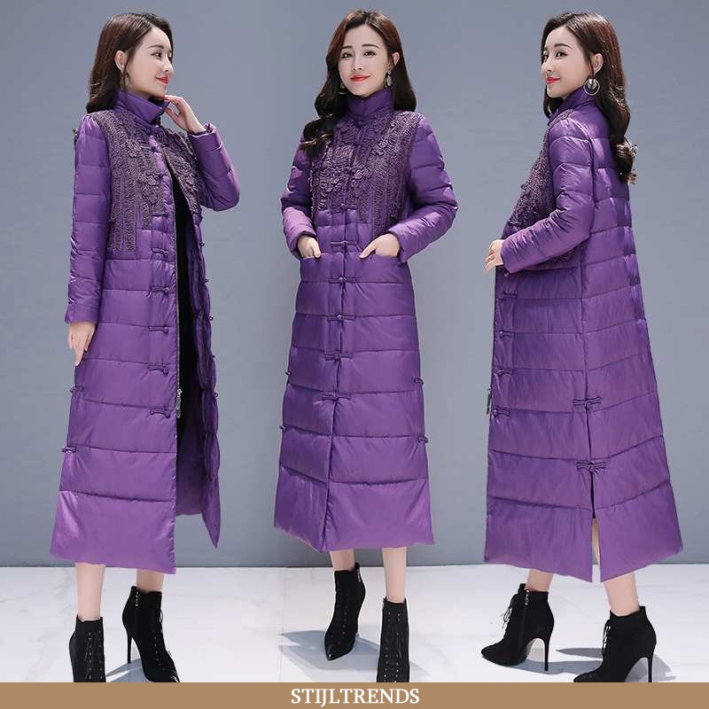 Winterjas Dames Katoenen Jas Lange Purper