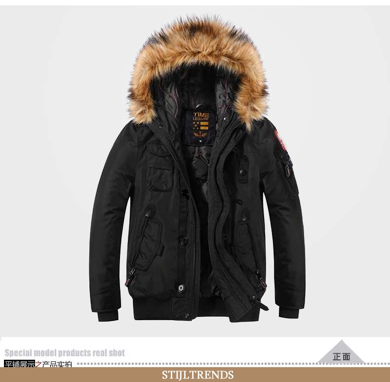 Winterjas Heren Katoenen Jas Kort Zwart