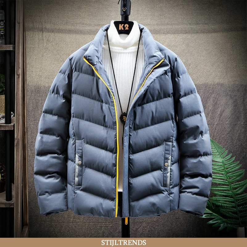 Winterjas Heren Katoenen Jas Trendy Donkerblauw