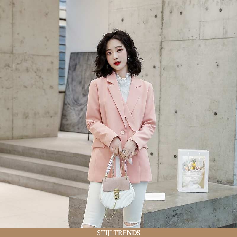 Wollen Jas Dames Blazer Roze