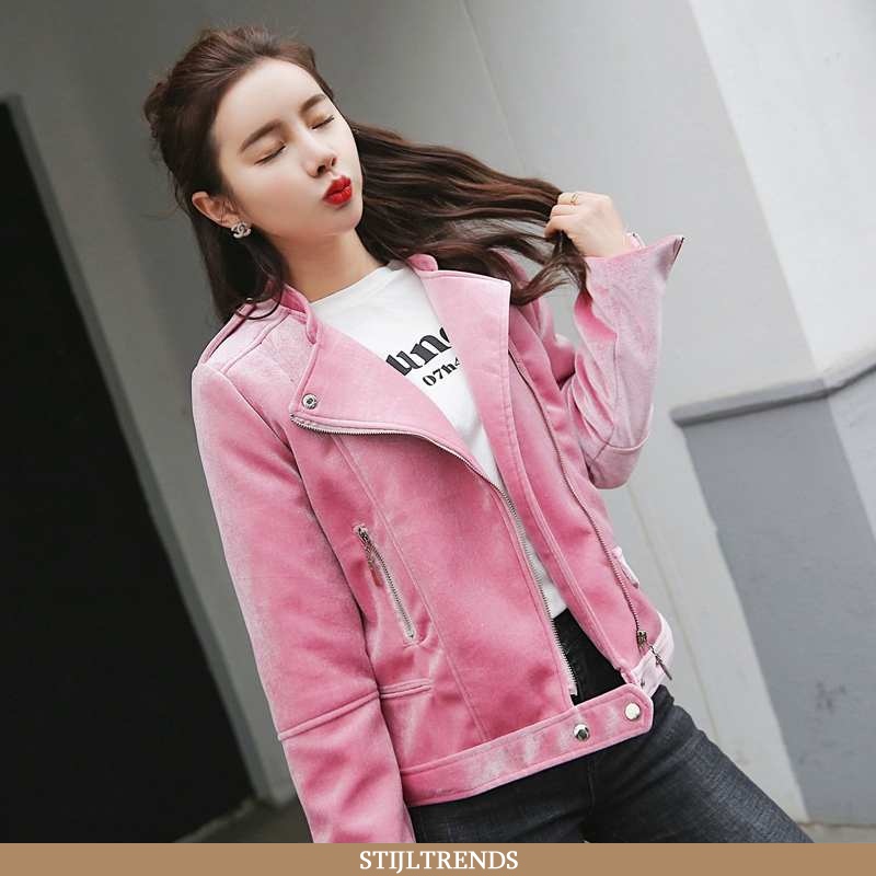 Wollen Jas Dames Jack Suede Slim Fit Roze