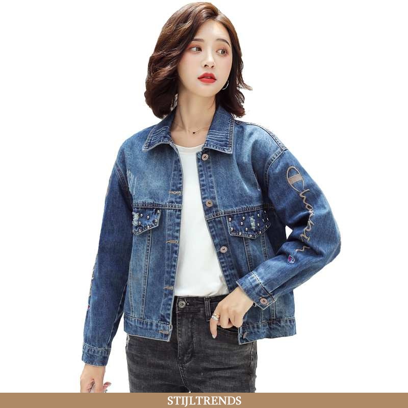 Wollen Jas Dames Jas Denim Herfst Met Één Rij Knoppen