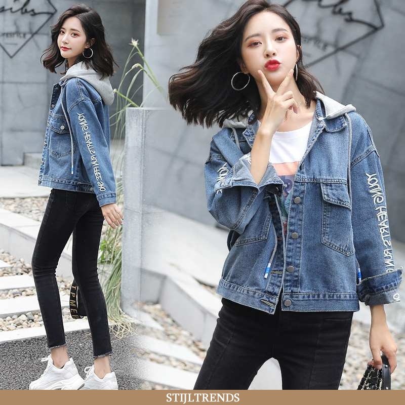 Wollen Jas Dames Jas Denim Hippe Blauw