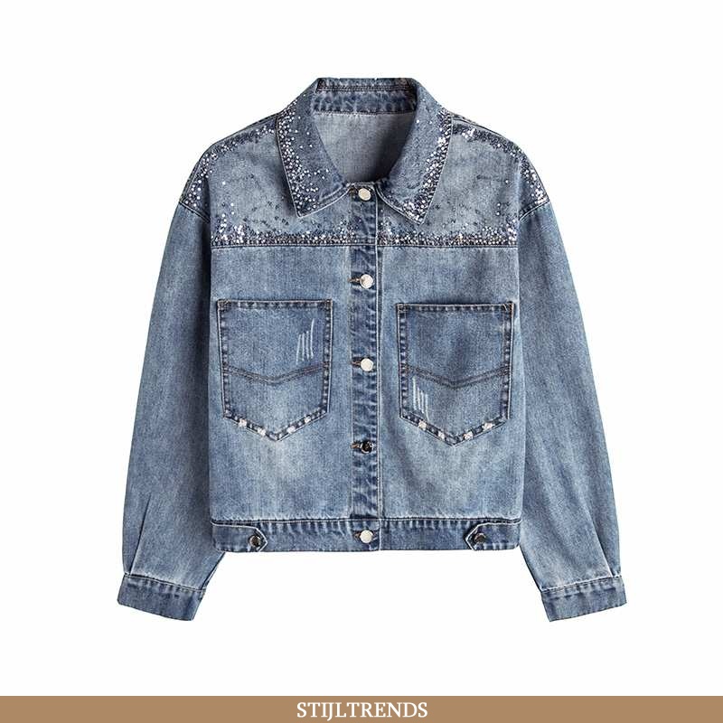 Wollen Jas Dames Jas Denim Hippe Donkerblauw