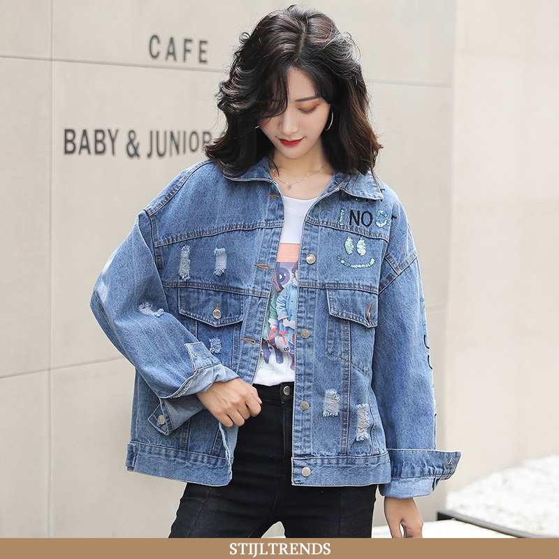 Wollen Jas Dames Jas Denim Hippe Letter