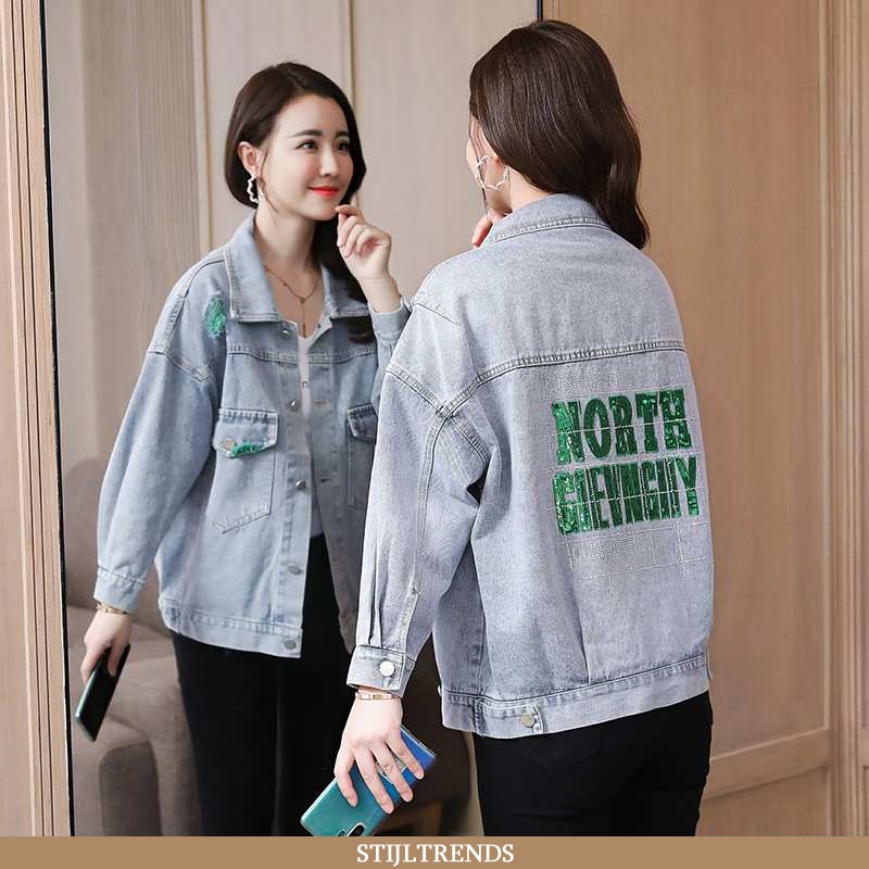 Wollen Jas Dames Jas Denim Kort Letter