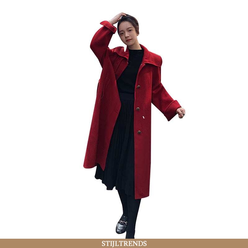 Wollen Jas Dames Jas Winter Rood