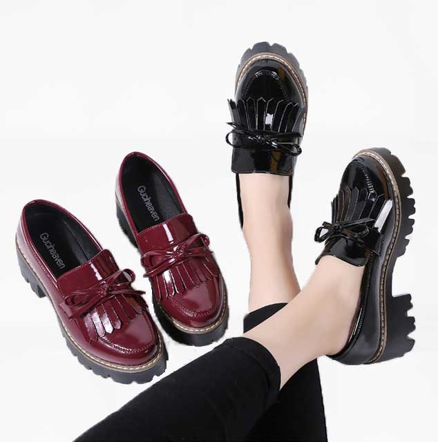 mocassins dames leer